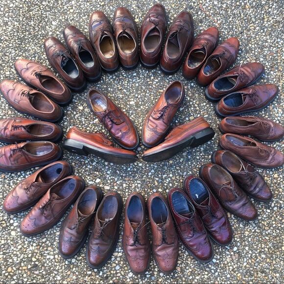 Vintage heavy punched wingtip oxfords mod hipster size 8.5 C HANOVER - Picture 2 of 9